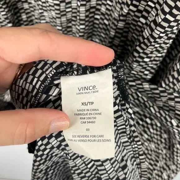 Vince Patterned Drawstring Waist Dress XS - Picture 6 of 7